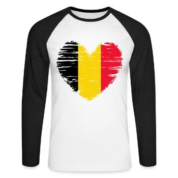 Belgium Heart Flag Flag Coat of Arms - Unisex Long Sleeve Baseball T-Shirt - white/black - Front - Nik (191cm)