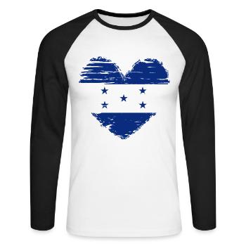 Honduras coeur drapeau drapeau blason - T-shirt baseball manches longues Homme - blanc/noir - Devant - Nik (191cm)
