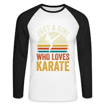 Karaté Une seule fille, Le Karaté Aime - T-shirt baseball manches longues Homme - blanc/noir - Devant - Nik (191cm)
