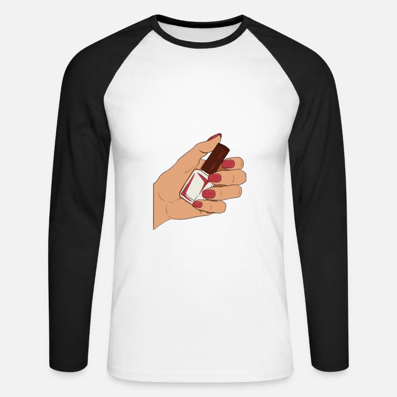 Nageltechniker Fingernägel - Unisex Baseballshirt langarm - Weiß/Schwarz