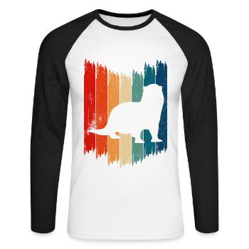 Otter and Sea Otter Vintage Otter - Unisex Long Sleeve Baseball T-Shirt - white/black - Front - Nik (191cm)