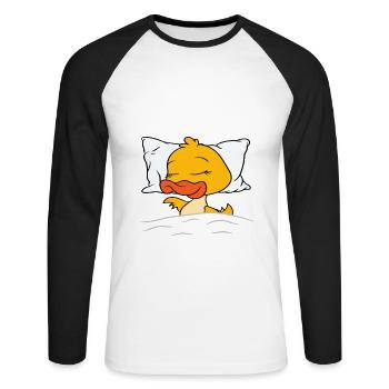 Laisse moi dormir canard - T-shirt baseball manches longues Homme - blanc/noir - Devant - Nik (191cm)