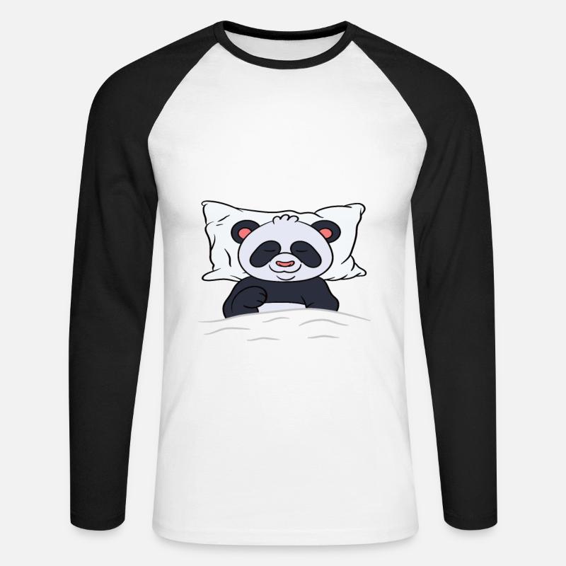 Lass Mich Schlafen Panda - Unisex Baseballshirt langarm - Weiß/Schwarz