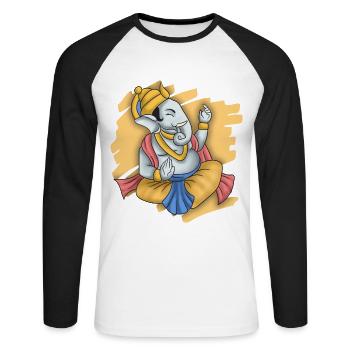 Indien Inder Hindu Ganesha Gott Land I Geschenk - Unisex Baseballshirt langarm - Weiß/Schwarz - Vorne - Nik (191cm)