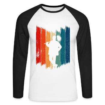 Ramoneur Rétro Ramoneur - T-shirt baseball manches longues Homme - blanc/noir - Devant - Nik (191cm)