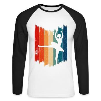 Ballet Dancer Retro Ballet Dancer - Unisex Long Sleeve Baseball T-Shirt - white/black - Front - Nik (191cm)