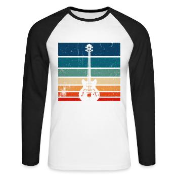 Retro Bass Guitar Vintage Bass Guitar - Unisex Long Sleeve Baseball T-Shirt - white/black - Front - Nik (191cm)
