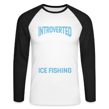 Introverti Discuter de la pêche sur glace - T-shirt baseball manches longues Homme - blanc/noir - Devant - Nik (191cm)