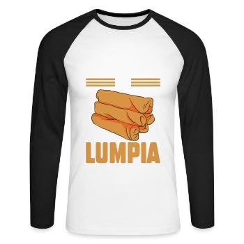 Powered By Lumpia - Unisex Long Sleeve Baseball T-Shirt - white/black - Front - Nik (191cm)