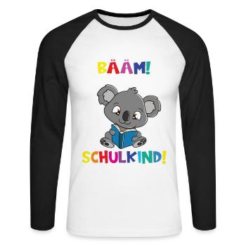 Bääm! Ich Bin Jetzt Schulkind Einschulung - Unisex Baseballshirt langarm - Weiß/Schwarz - Vorne - Nik (191cm)