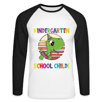 Au revoir la maternelle, je suis un écolier maintenant ! - T-shirt baseball manches longues Homme - blanc/noir - Devant - Nik (191cm)