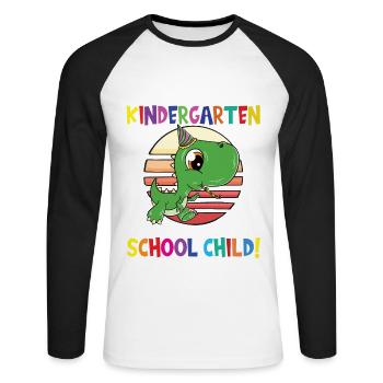 Au revoir la maternelle, je suis un écolier maintenant ! - T-shirt baseball manches longues Homme - blanc/noir - Devant - Nik (191cm)