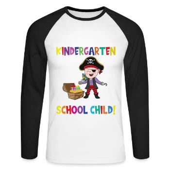 Au revoir la maternelle, je suis un écolier maintenant ! - T-shirt baseball manches longues Homme - blanc/noir - Devant - Nik (191cm)