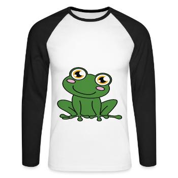 Meilleure grenouille maman de tous les temps - T-shirt baseball manches longues Homme - blanc/noir - Devant - Nik (191cm)