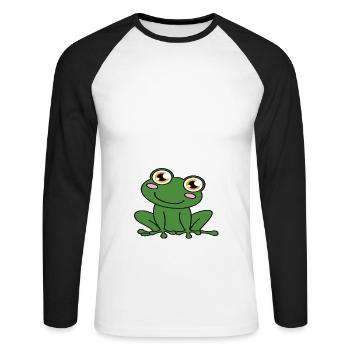 Ich Bin Ein Frosch - Unisex Baseballshirt langarm - Weiß/Schwarz - Vorne - Nik (191cm)