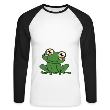 La vie est meilleure avec une grenouille - T-shirt baseball manches longues Homme - blanc/noir - Devant - Nik (191cm)