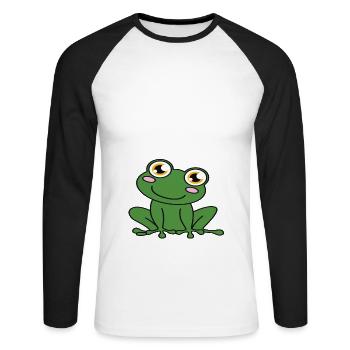 My Frog Thinks I'm Cool - Unisex Long Sleeve Baseball T-Shirt - white/black - Front - Nik (191cm)