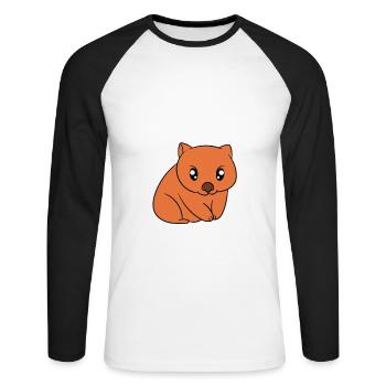 C’est mon costume humain, je suis vraiment un wombat - T-shirt baseball manches longues Homme - blanc/noir - Devant - Nik (191cm)