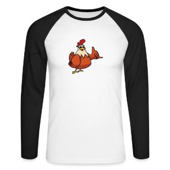 Peut spontanément commencer à parler de poulets - T-shirt baseball manches longues Homme - blanc/noir - Devant - Nik (191cm)