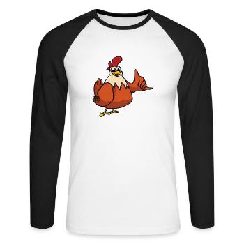 Bien sûr que j’ai raison, j’ai un poulet - T-shirt baseball manches longues Homme - blanc/noir - Devant - Nik (191cm)