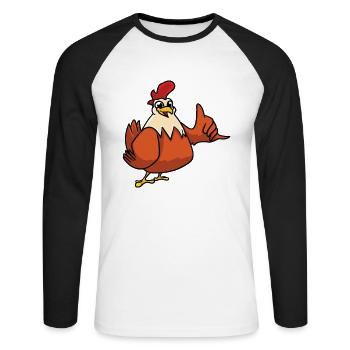 Mon poulet et moi bavardons à votre sujet - T-shirt baseball manches longues Homme - blanc/noir - Devant - Nik (191cm)