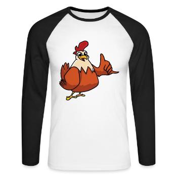 Je veux être un poulet - T-shirt baseball manches longues Homme - blanc/noir - Devant - Nik (191cm)