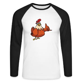 J’aime beaucoup les poulets - T-shirt baseball manches longues Homme - blanc/noir - Devant - Nik (191cm)