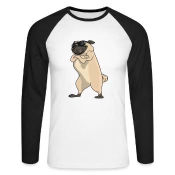Best Pug Mom Ever - Unisex Long Sleeve Baseball T-Shirt - white/black - Front - Nik (191cm)