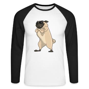 I Really Love My Pug - Unisex Long Sleeve Baseball T-Shirt - white/black - Front - Nik (191cm)