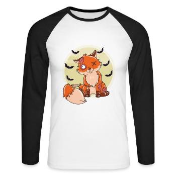 Halloween Zombie Animaux Halloween Renard - T-shirt baseball manches longues Homme - blanc/noir - Devant - Nik (191cm)
