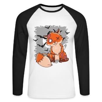 Halloween Zombie Animaux Halloween Renard - T-shirt baseball manches longues Homme - blanc/noir - Devant - Nik (191cm)