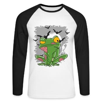 Halloween Zombie Animals Halloween Frog - Unisex Long Sleeve Baseball T-Shirt - white/black - Front - Nik (191cm)