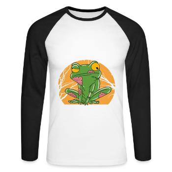 Halloween Zombie Animals Halloween Frog - Unisex Long Sleeve Baseball T-Shirt - white/black - Front - Nik (191cm)