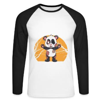 Halloween Zombie Animals Halloween Panda - Unisex Long Sleeve Baseball T-Shirt - white/black - Front - Nik (191cm)