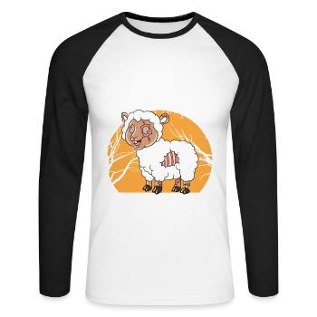 Halloween Zombie Animaux Halloween Moutons - T-shirt baseball manches longues Homme - blanc/noir - Devant - Nik (191cm)