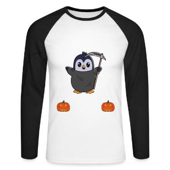 Halloween I'm Just Here For The Candy - Unisex Baseballshirt langarm - Weiß/Schwarz - Vorne - Nik (191cm)