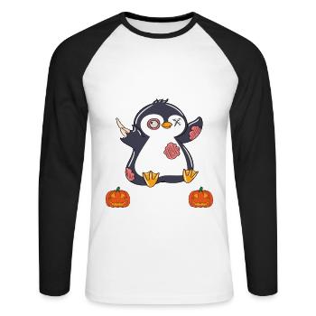 Halloween I'm Just Here For The Candy - Unisex Baseballshirt langarm - Weiß/Schwarz - Vorne - Nik (191cm)