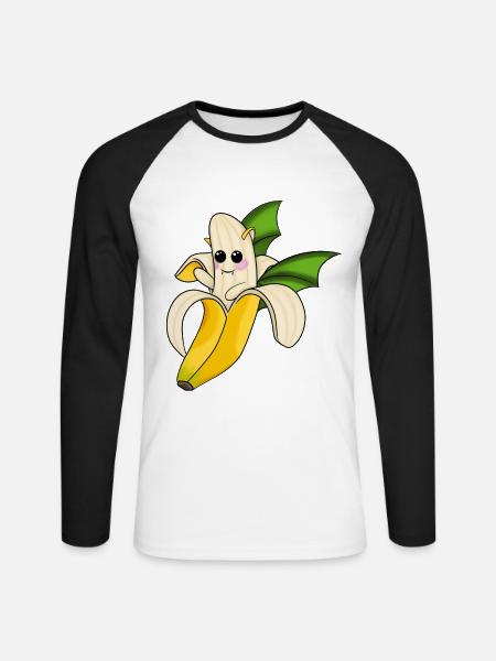 Bananen Fledermaus - Unisex Baseballshirt langarm - Weiß/Schwarz