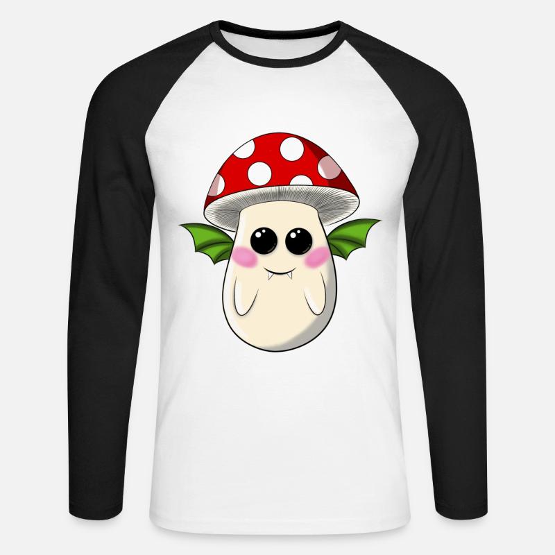 Toadstool bat - Unisex Long Sleeve Baseball T-Shirt - white/black