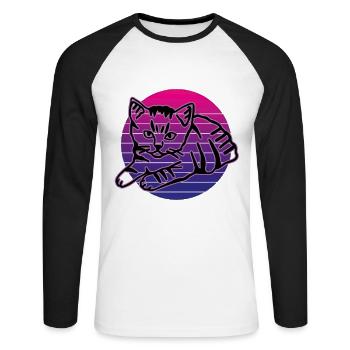 Retro Cat Graphic Cat for Cat Owners - Unisex Long Sleeve Baseball T-Shirt - white/black - Front - Nik (191cm)