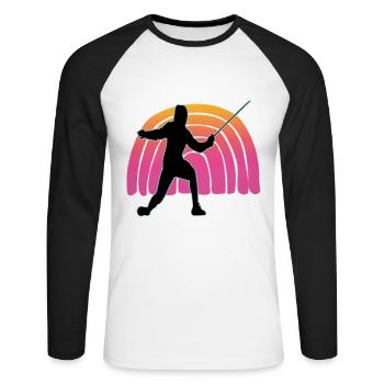 Fencing Fencing Sport Fencing - Unisex Long Sleeve Baseball T-Shirt - white/black - Front - Nik (191cm)