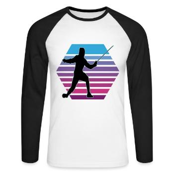 Fencing Fencing Sport Fencing - Unisex Long Sleeve Baseball T-Shirt - white/black - Front - Nik (191cm)