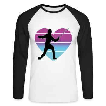Fencing Fencing Sport Fencing - Unisex Long Sleeve Baseball T-Shirt - white/black - Front - Nik (191cm)