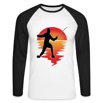 Fencing Fencing Sport Fencing - Unisex Long Sleeve Baseball T-Shirt - white/black - Front - Nik (191cm)