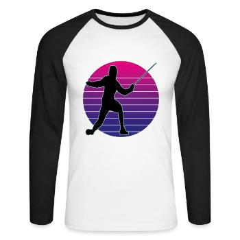 Fencing Fencing Sport Fencing - Unisex Long Sleeve Baseball T-Shirt - white/black - Front - Nik (191cm)