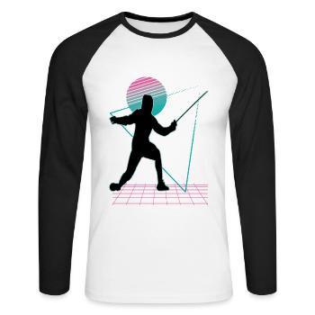 Fencing Fencing Sport Fencing - Unisex Long Sleeve Baseball T-Shirt - white/black - Front - Nik (191cm)