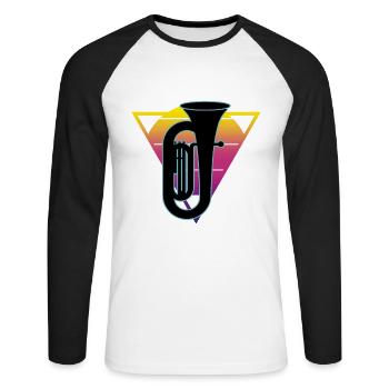 Tuba Spieler Tuba Musikinstrument - Unisex Baseballshirt langarm - Weiß/Schwarz - Vorne - Nik (191cm)