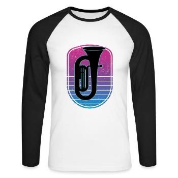 Tuba Spieler Tuba Musikinstrument - Unisex Baseballshirt langarm - Weiß/Schwarz - Vorne - Nik (191cm)