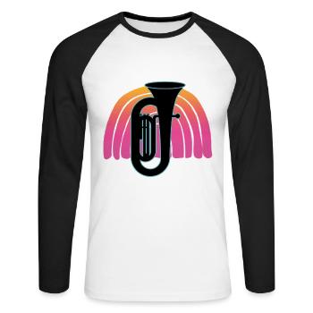Joueur de tuba Tuba Instrument de musique - T-shirt baseball manches longues Homme - blanc/noir - Devant - Nik (191cm)
