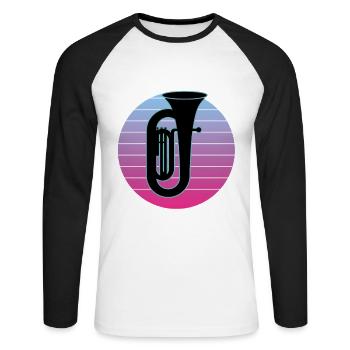Tuba Player Tuba Musical Instrument - Unisex Long Sleeve Baseball T-Shirt - white/black - Front - Nik (191cm)